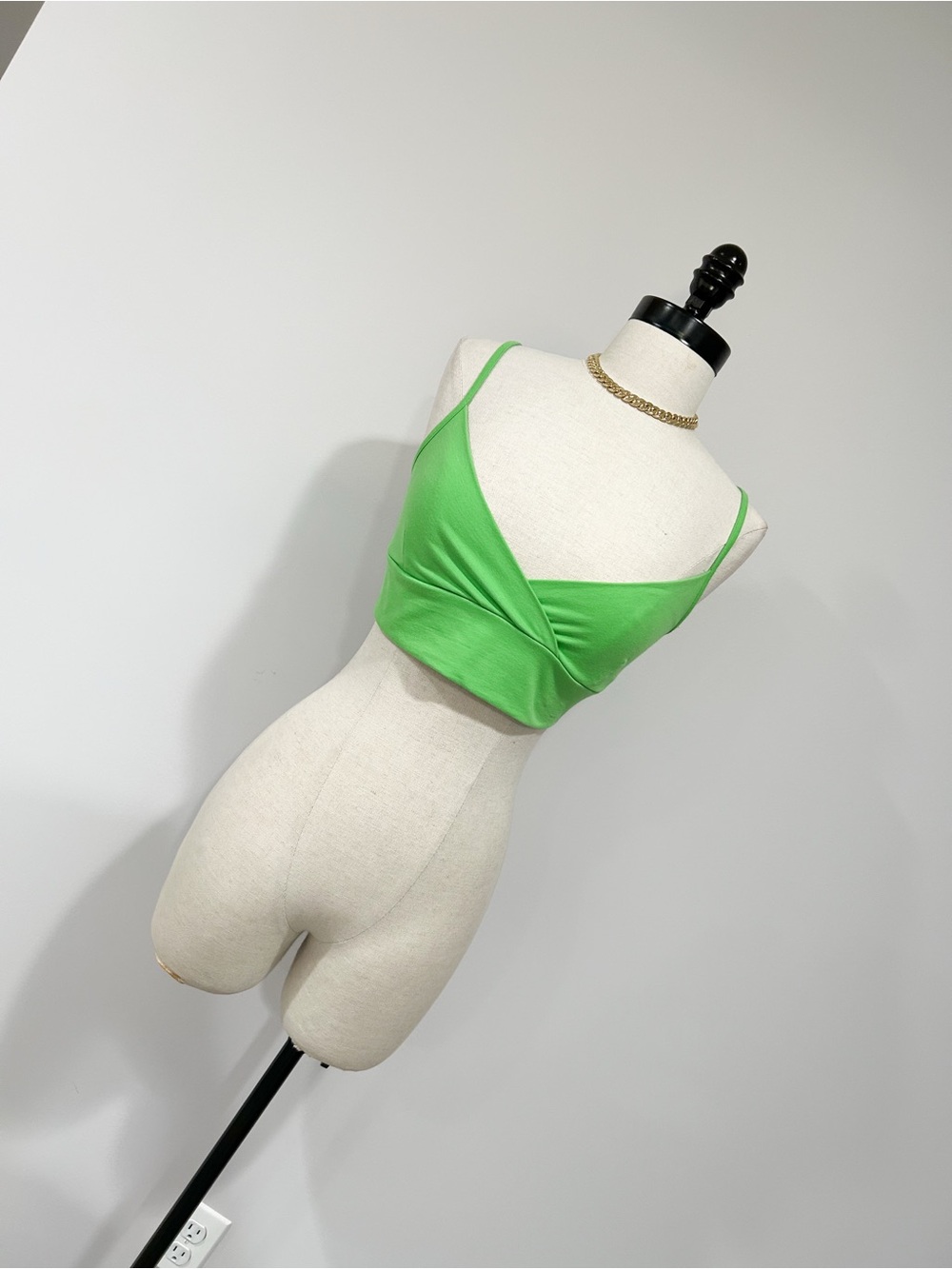 Adika Lime Green Twist-Front Crop Top